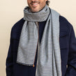 Load image into Gallery viewer, Vichy scarf in khaki blue silk wool