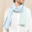 Load image into Gallery viewer, Chèche en coton et soie ciel homme
