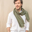 Load image into Gallery viewer, Echarpe en coton et soie Granité kaki homme