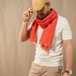 Load image into Gallery viewer, Chèche en coton et soie Granité rouge vermillon homme