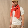 Load image into Gallery viewer, Chèche en coton et soie Granité rouge vermillon homme