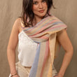 Load image into Gallery viewer, Echarpe en lin et soie Mouliné beige femme