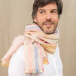 Load image into Gallery viewer, Echarpe en lin et soie Mouliné beige hom