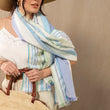 Load image into Gallery viewer, Echarpe lin et soie Mouline bleu fem
