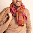 Charger l'image dans la galerie, Echarpe Patchwork en soie laine rouille
