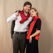 Charger l'image dans la galerie, Grand foulard en soie bordeaux et bico rouge