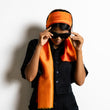 Charger l'image dans la galerie, Petit foulard Bicolore en soie mandarine