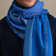 Load image into Gallery viewer, Echarpe Quatuor en soie laine bleu