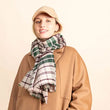 Charger l'image dans la galerie, Echarpe Tartan en soie laine vert