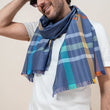 Load image into Gallery viewer, Echarpe Franca en soie coton marine