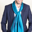 Charger l'image dans la galerie, Petit foulard Bicolore en soie teal
