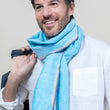 Load image into Gallery viewer, Nomade Plain scarf in aqua silk linen