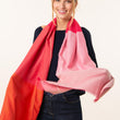 Load image into Gallery viewer, Colorblock scarf in pink wool silk