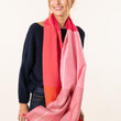 Load image into Gallery viewer, Colorblock scarf in pink wool silk