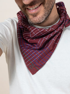 Foulard Quadrille en soie coton burgundy
