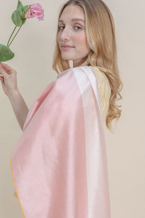 Petit foulard Twin en soie pêche
