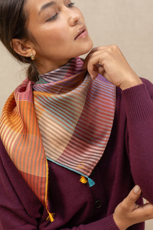 Carré Patchwork en soie multico femme