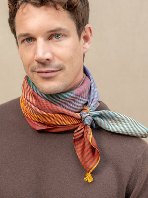 Carré Patchwork en soie multico homme
