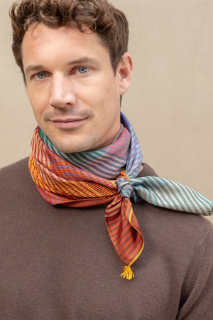 Carré Patchwork en soie multico homme