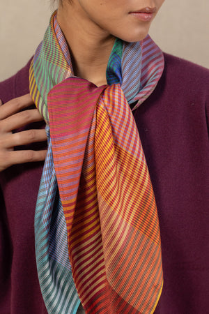 Carré Patchwork en soie multico femme