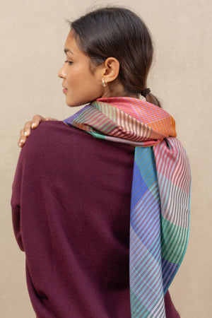 Carré Patchwork en soie multico femme