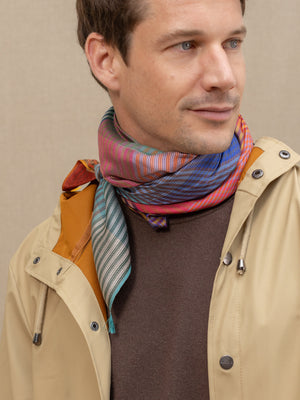 Carré Patchwork en soie multico homme