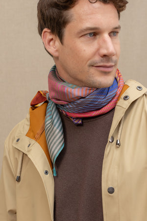 Carré Patchwork en soie multico homme