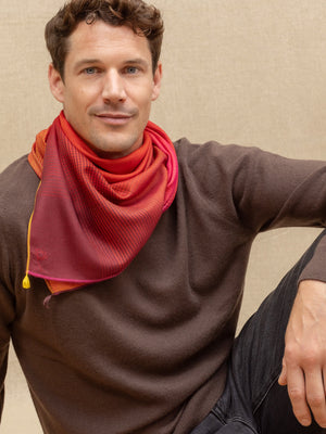 Carre 95 Chromie rouge en soie cachemire homme