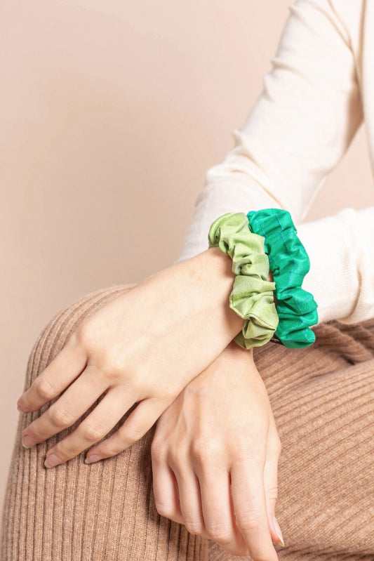 Chouchous en soie - lot de 2 PF - Vert doux / Vert Tonic