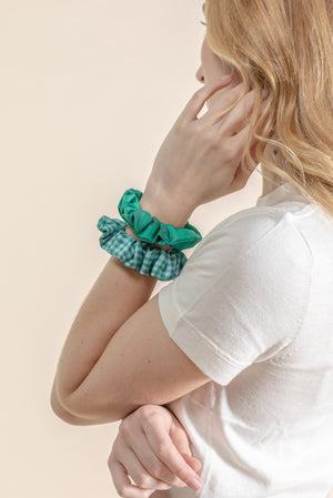 Chouchous en soie - lot de 2PF - vichy vert - uni vert