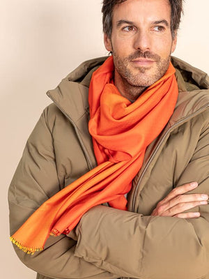 Echarpe Dégradée en soie laine orange