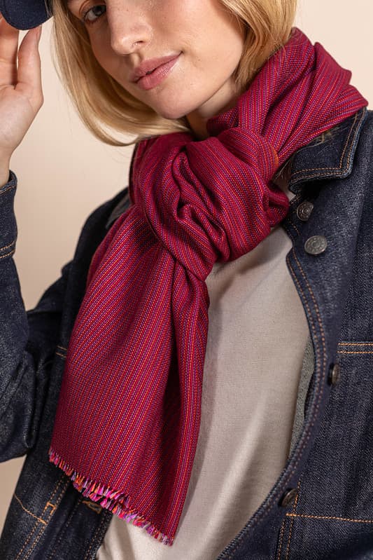 Burgundy silk wool Granité scarf