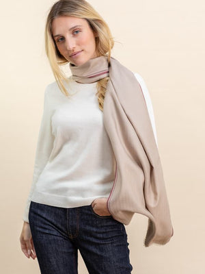 Echarpe Nomade Unie en soie laine cachemire beige