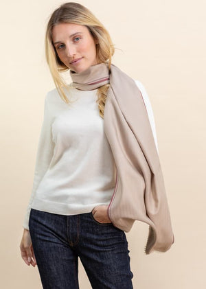 Echarpe Nomade Unie en soie laine cachemire beige