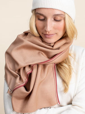Echarpe Nomade Unie en soie laine cachemire camel