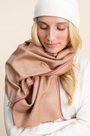 Echarpe Nomade Unie en soie laine cachemire camel