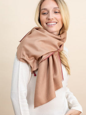 Echarpe Nomade Unie en soie laine cachemire camel