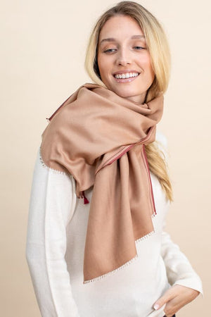 Echarpe Nomade Unie en soie laine cachemire camel