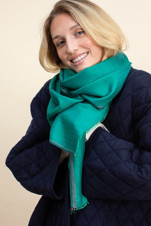Echarpe Nomade Unie en soie laine cachemire vert