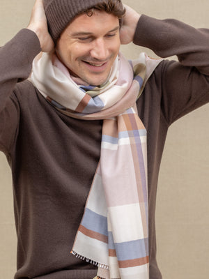 Echarpe Cambridge nude en soie laine homme