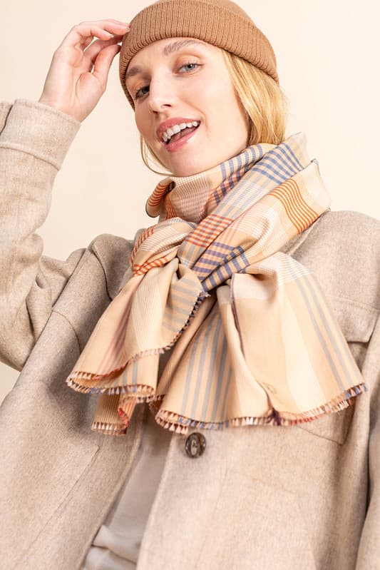 Classic Tartan scarf in silk wool 47*185 cm burgundy – Soieries du