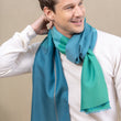 Load image into Gallery viewer, Echarpe Colorblock en soie laine Emeraude homme

