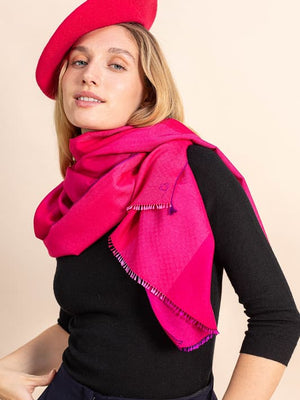 Echarpe Dégradée en soie laine fushia
