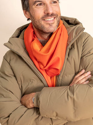 Echarpe Dégradée en soie laine orange