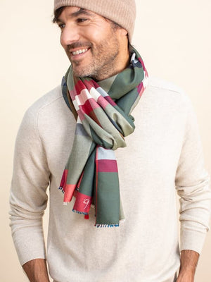 Echarpe Ecossaise en soie laine vert bronze