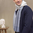 Charger l'image dans la galerie, Echarpe Harmonie gris bleute en soie cachemire homme
