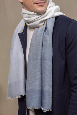 Echarpe Harmonie gris bleute en soie cachemire homme