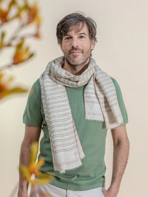 Echarpe Marlin en soie et lin beige homme