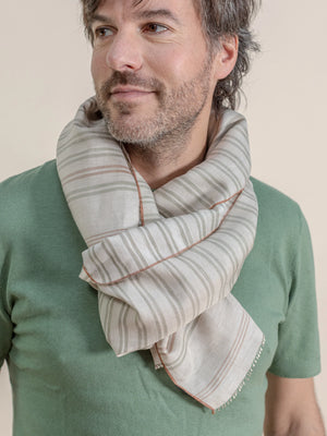 Echarpe Marlin en soie et lin beige homme