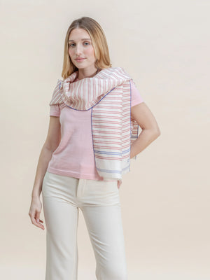 Echarpe Marlin en soie et lin blanc femme